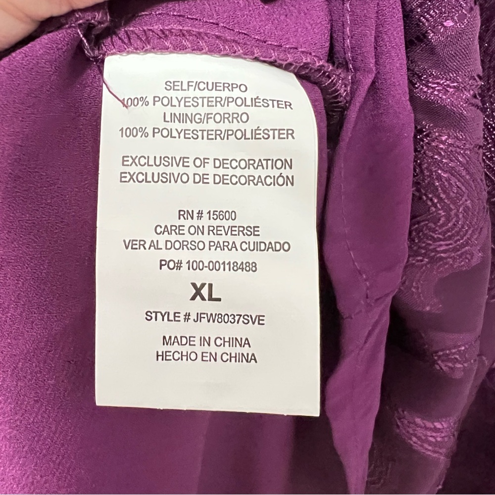Mason & Belle Purple Satin Brocade Blouse Size XL NWT Square Neckline Romantic - Picture 8 of 12